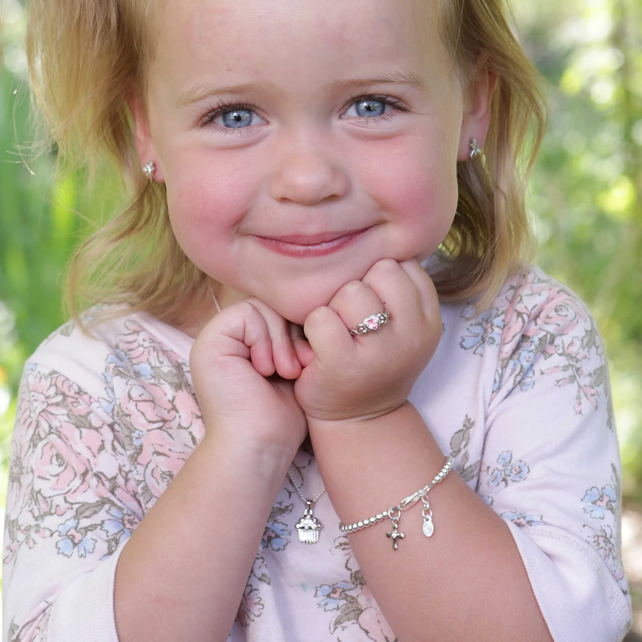 Sterling Silver Heart Birthstone Baby Ring for Kids