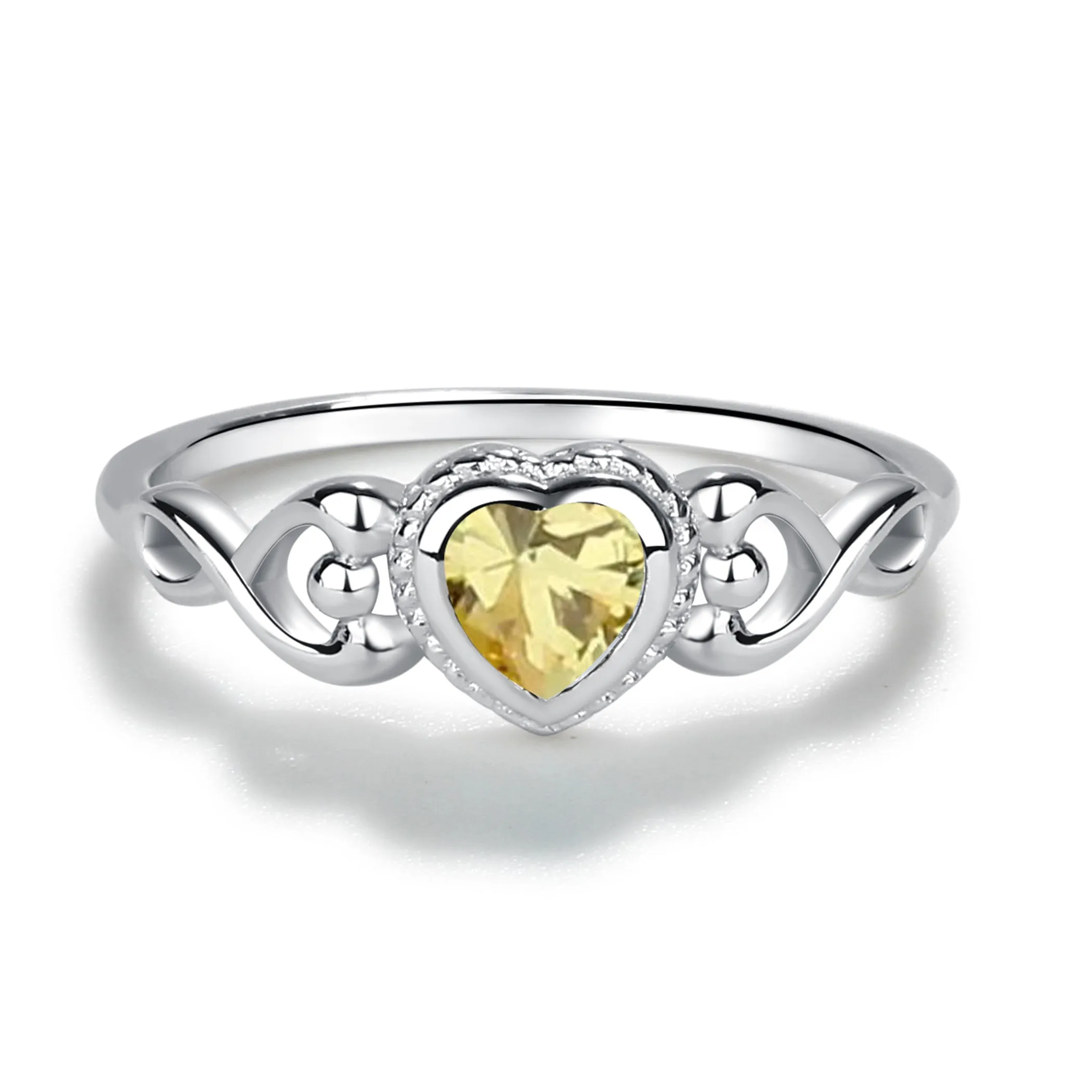 Sterling Silver Heart Birthstone Baby Ring for Kids