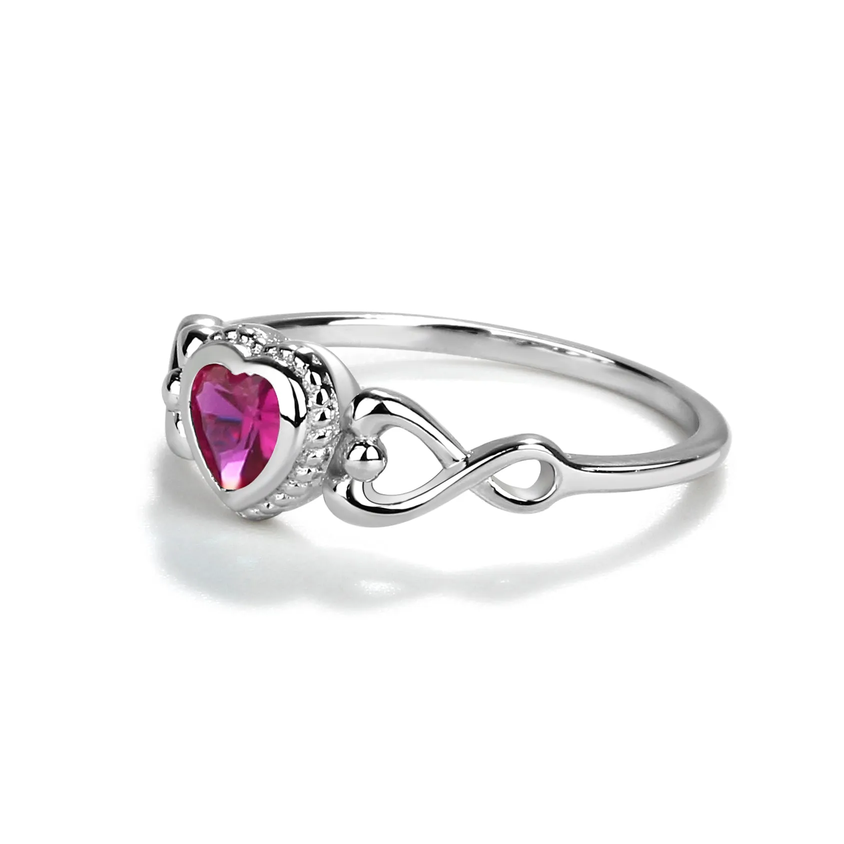Sterling Silver Heart Birthstone Baby Ring for Kids