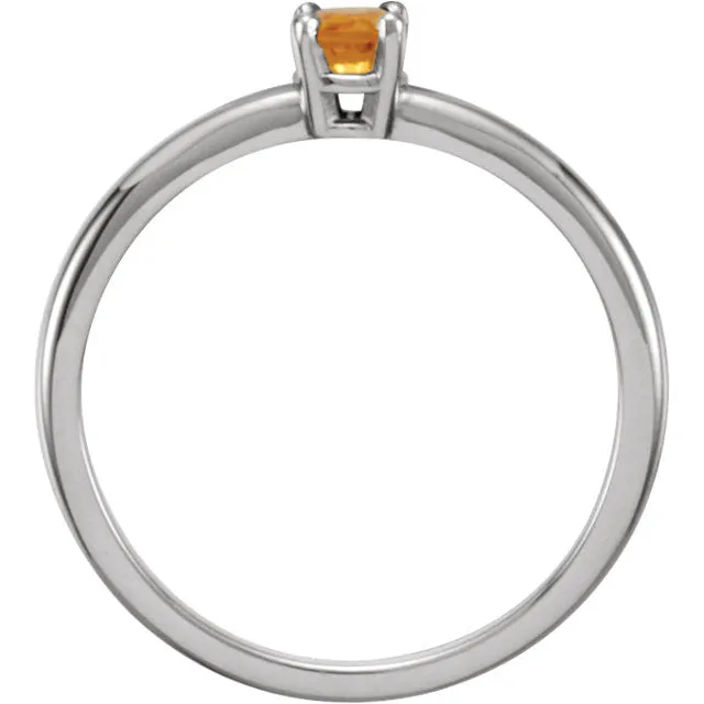 Sterling Silver Imitation Citrine "November" Youth Birthstone Ring, Size 3