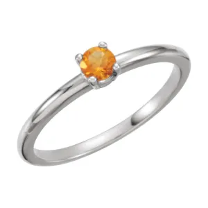 Sterling Silver Imitation Citrine "November" Youth Birthstone Ring, Size 3