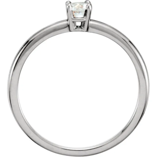 Sterling Silver Imitation Diamond "April" Youth Birthstone Ring, Size 3