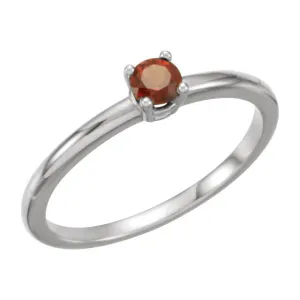 Sterling Silver Imitation Garnet "January" Youth Birthstone Ring, Size 3