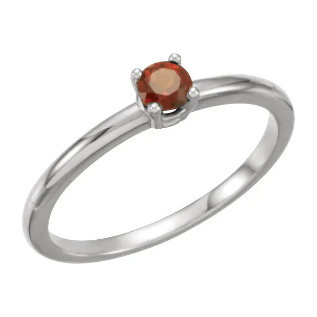 Sterling Silver Imitation Garnet "January" Youth Birthstone Ring, Size 3