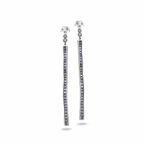 Sterling Silver Iolite and Diamond Rain Drop Earrings