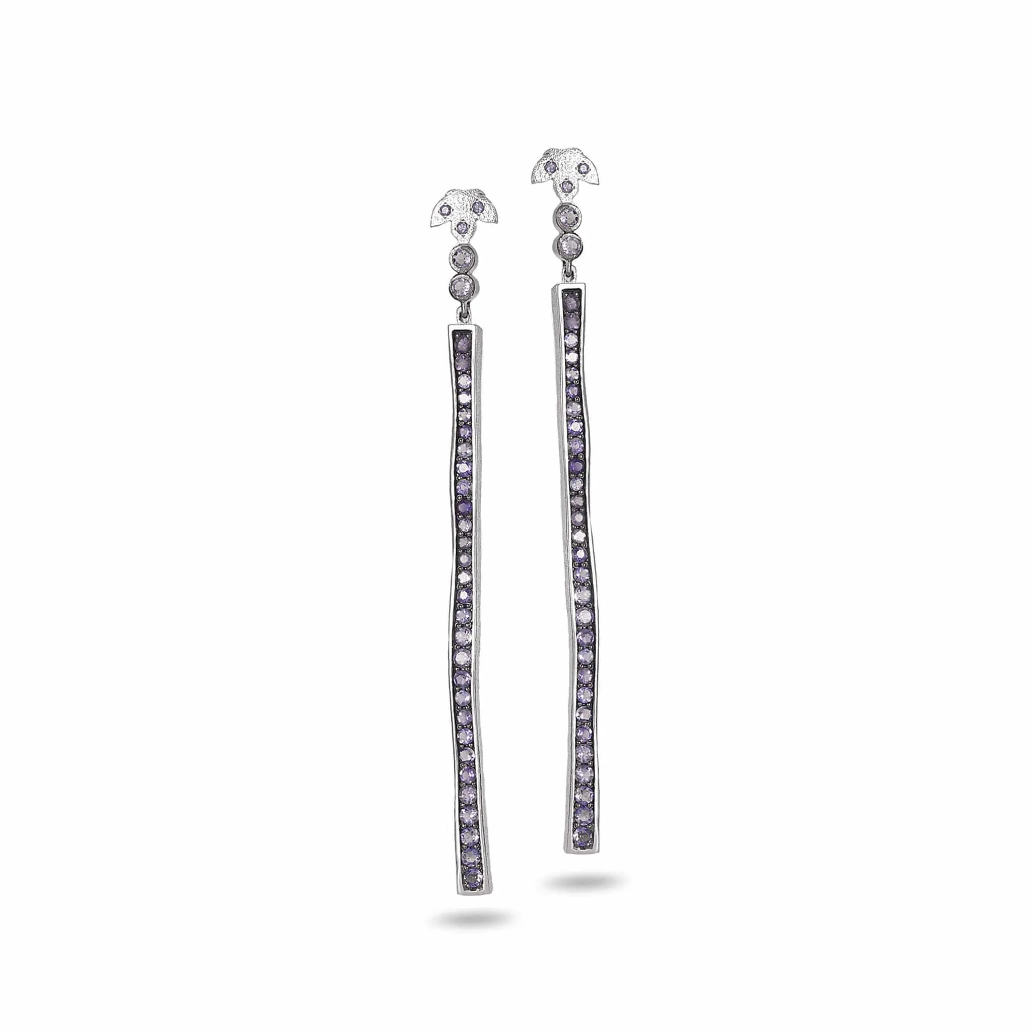 Sterling Silver Iolite and Diamond Rain Drop Earrings