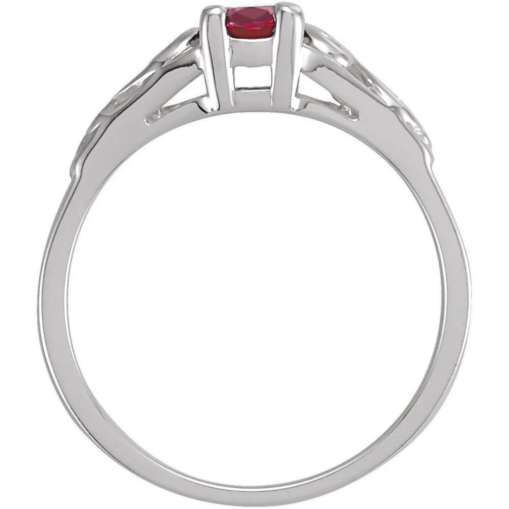 Sterling Silver January Imitation Birthstone Ring , Size 5