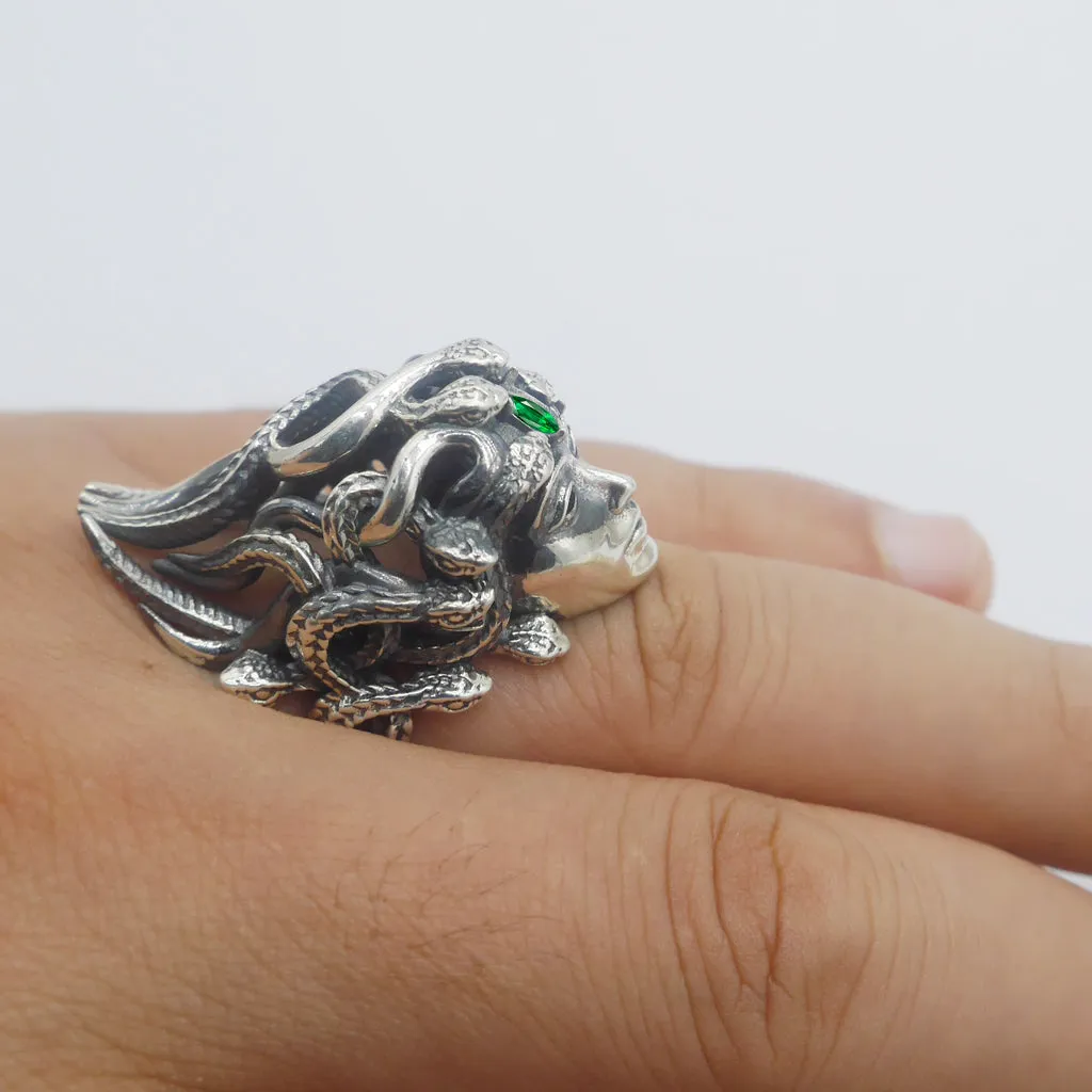 Sterling Silver Medusa Birthstone Ring