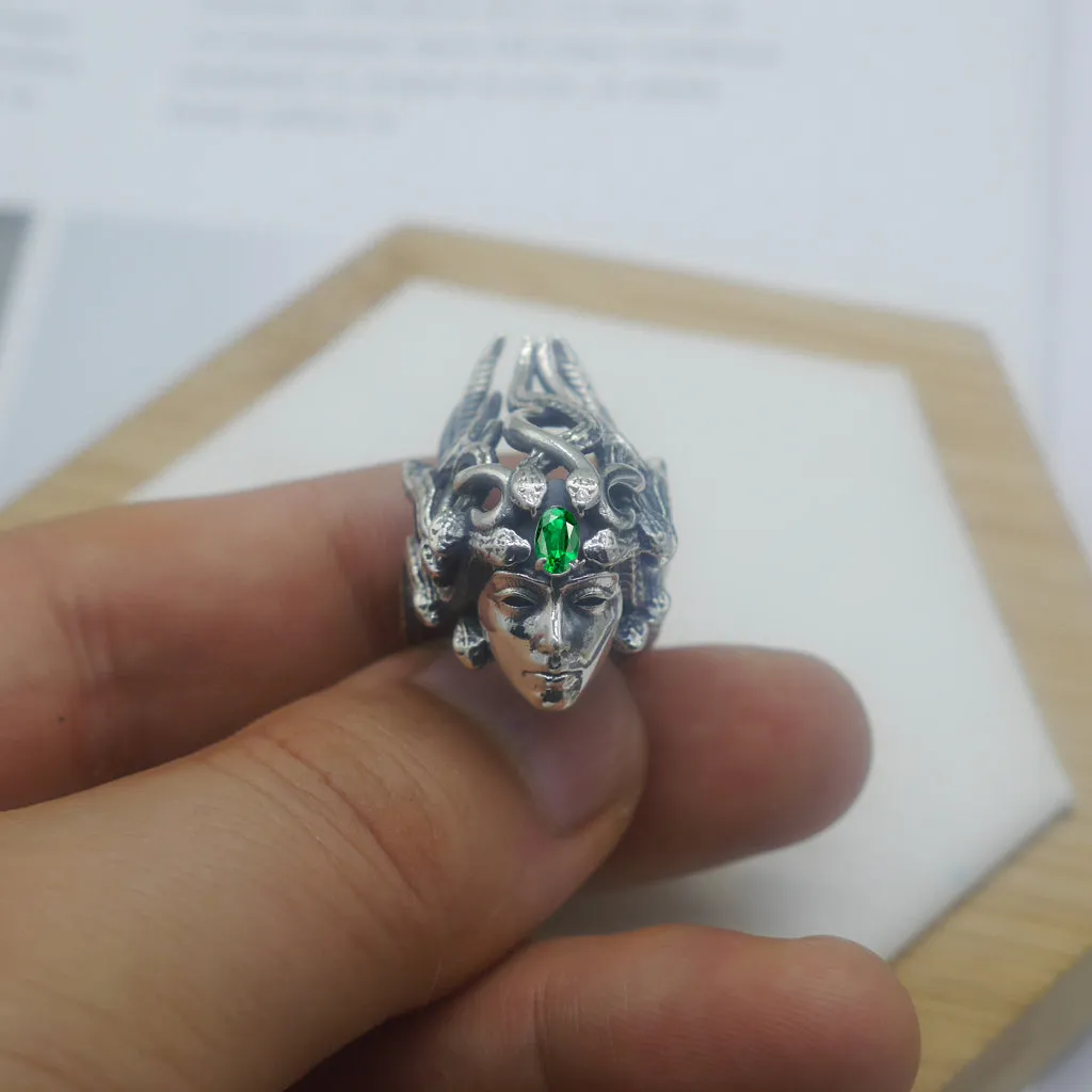 Sterling Silver Medusa Birthstone Ring