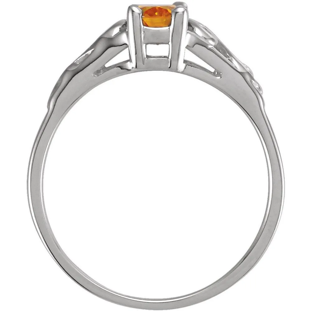 Sterling Silver November Imitation Birthstone Ring , Size 5
