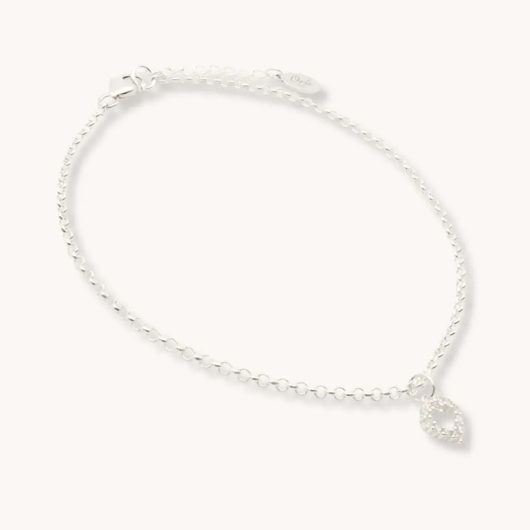 Sterling Silver Olivia Heart Anklet