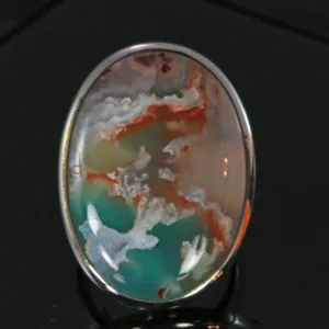 Sterling Silver Oval Aquaprase Ring
