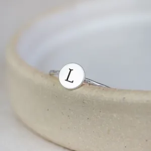 Sterling Silver Personalised Initial Charm Ring