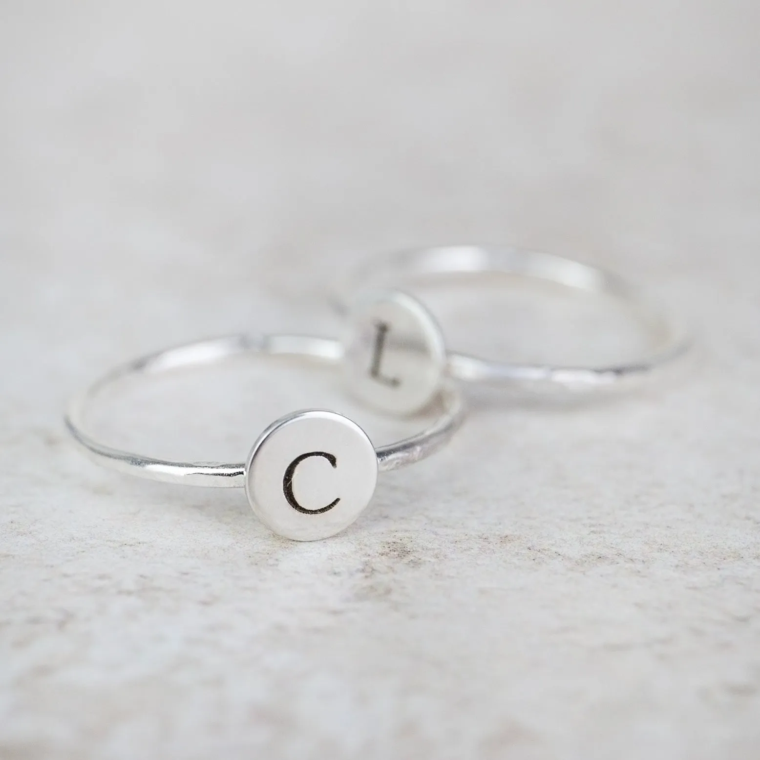 Sterling Silver Personalised Initial Charm Ring
