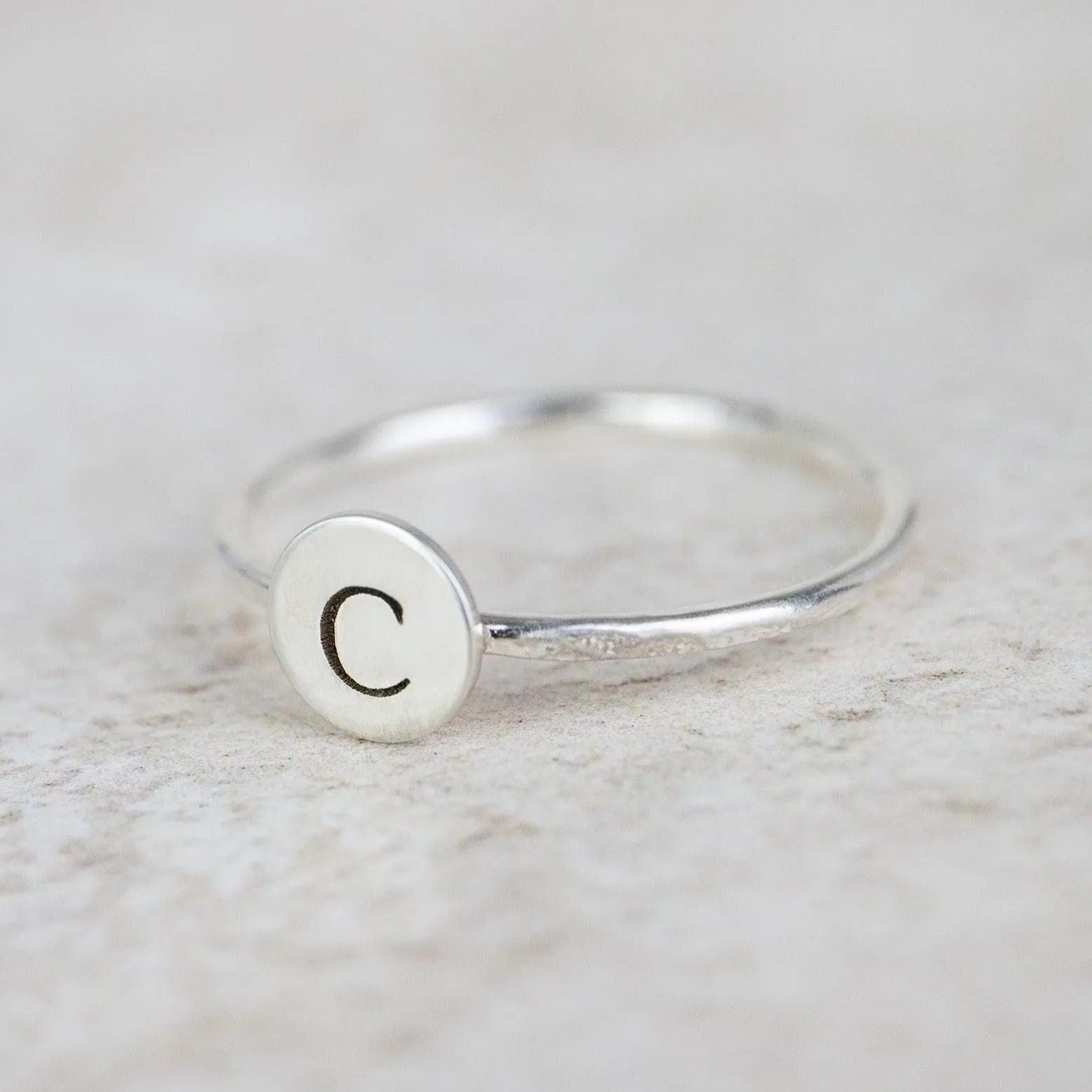 Sterling Silver Personalised Initial Charm Ring
