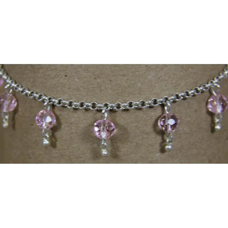 Sterling Silver Rose Anklet 10"