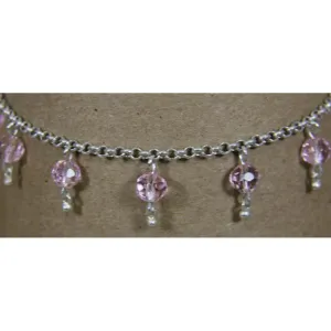 Sterling Silver Rose Anklet 10"