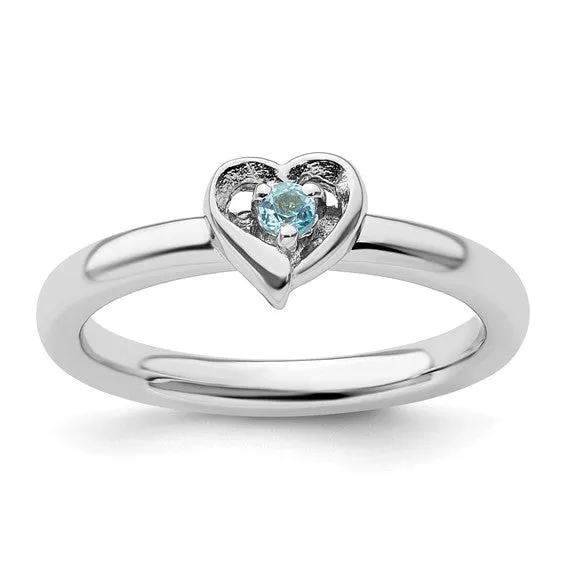 Sterling Silver Stackable Expressions Heart Birthstone Rings