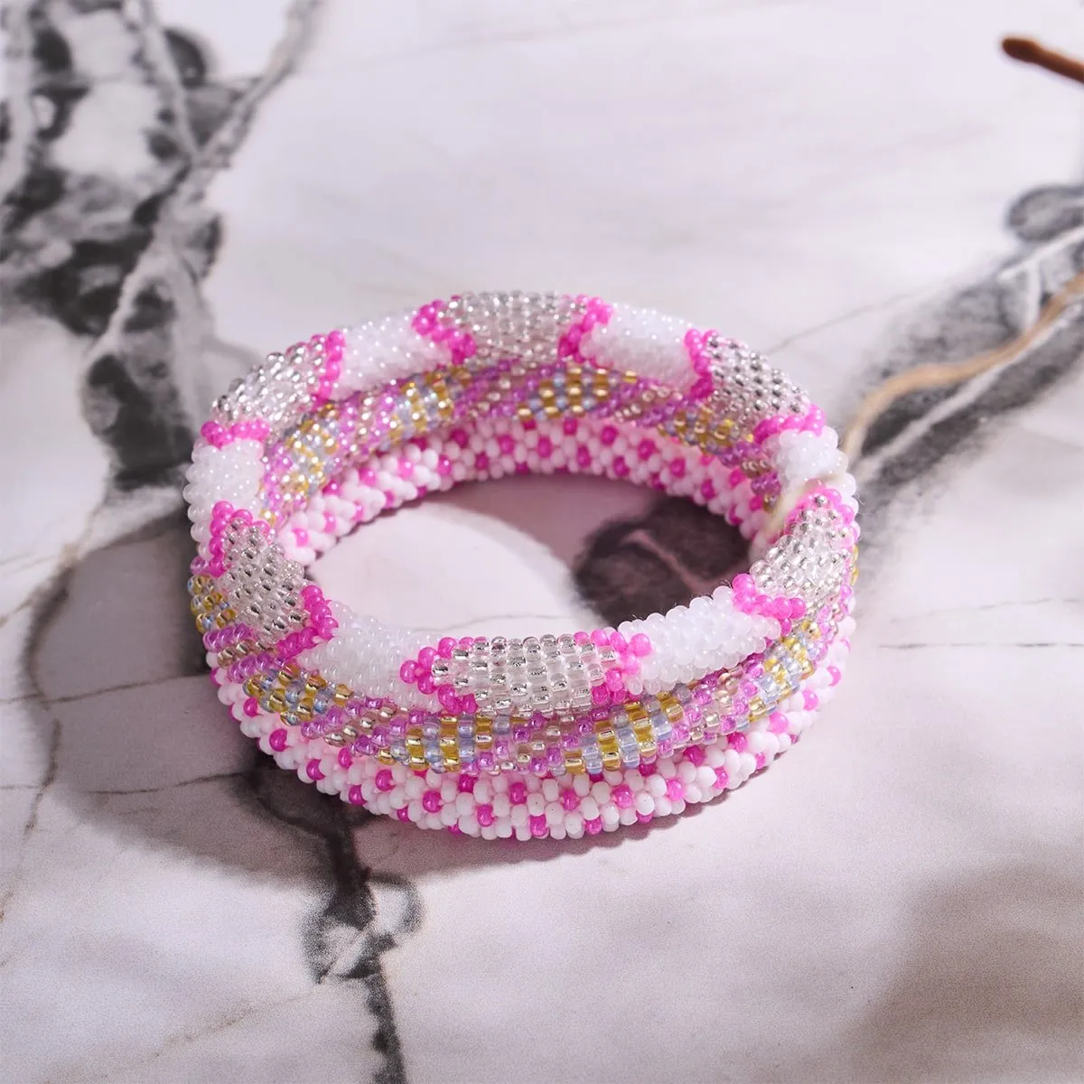 Sunset Rose | Himalayan Glass Bead Bracelet