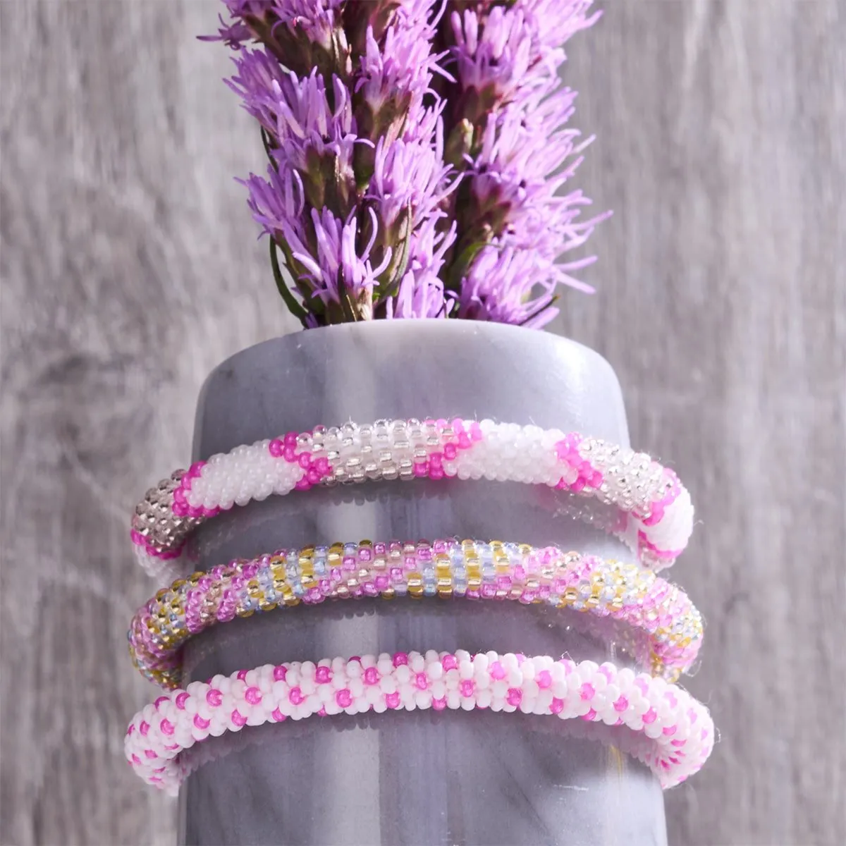 Sunset Rose | Himalayan Glass Bead Bracelet