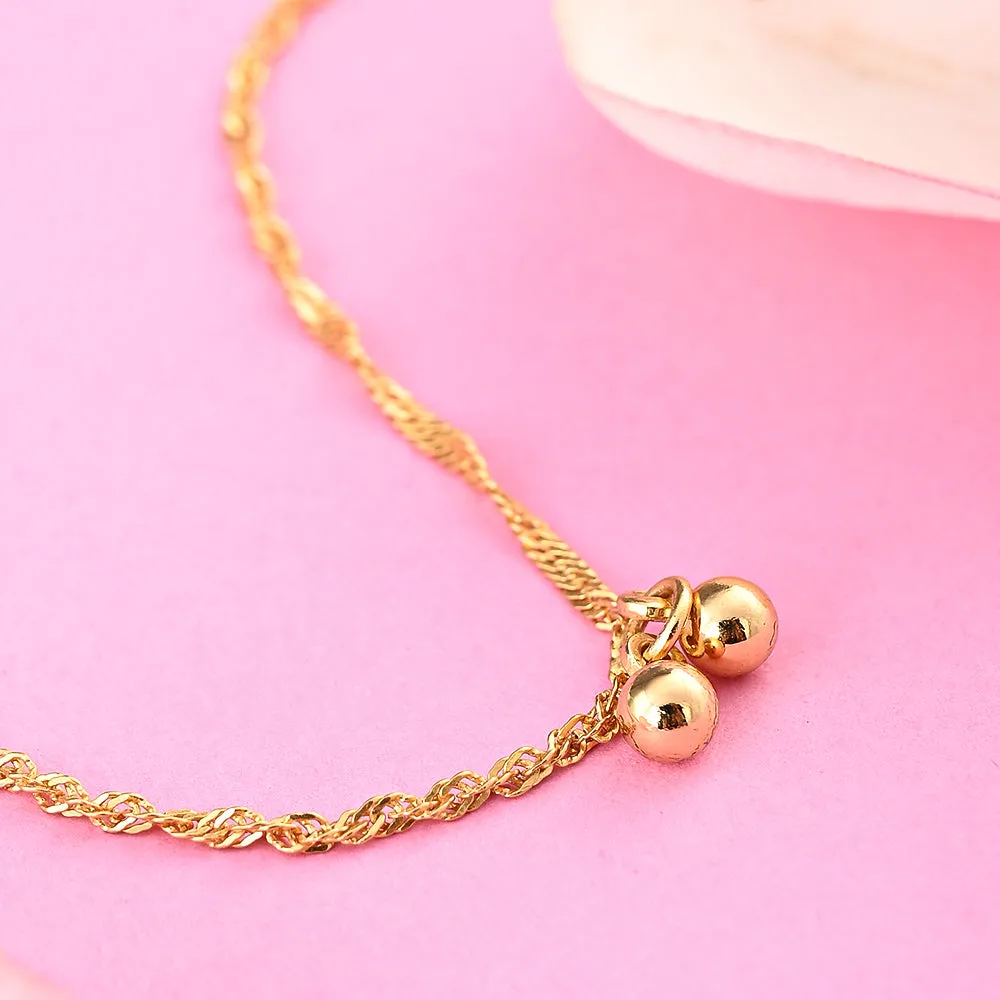 Swirl Chain Ball Charm Anklet in 92.5 Sterling Silver