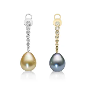 Tahitian Drop Pearl Diamond Earrings