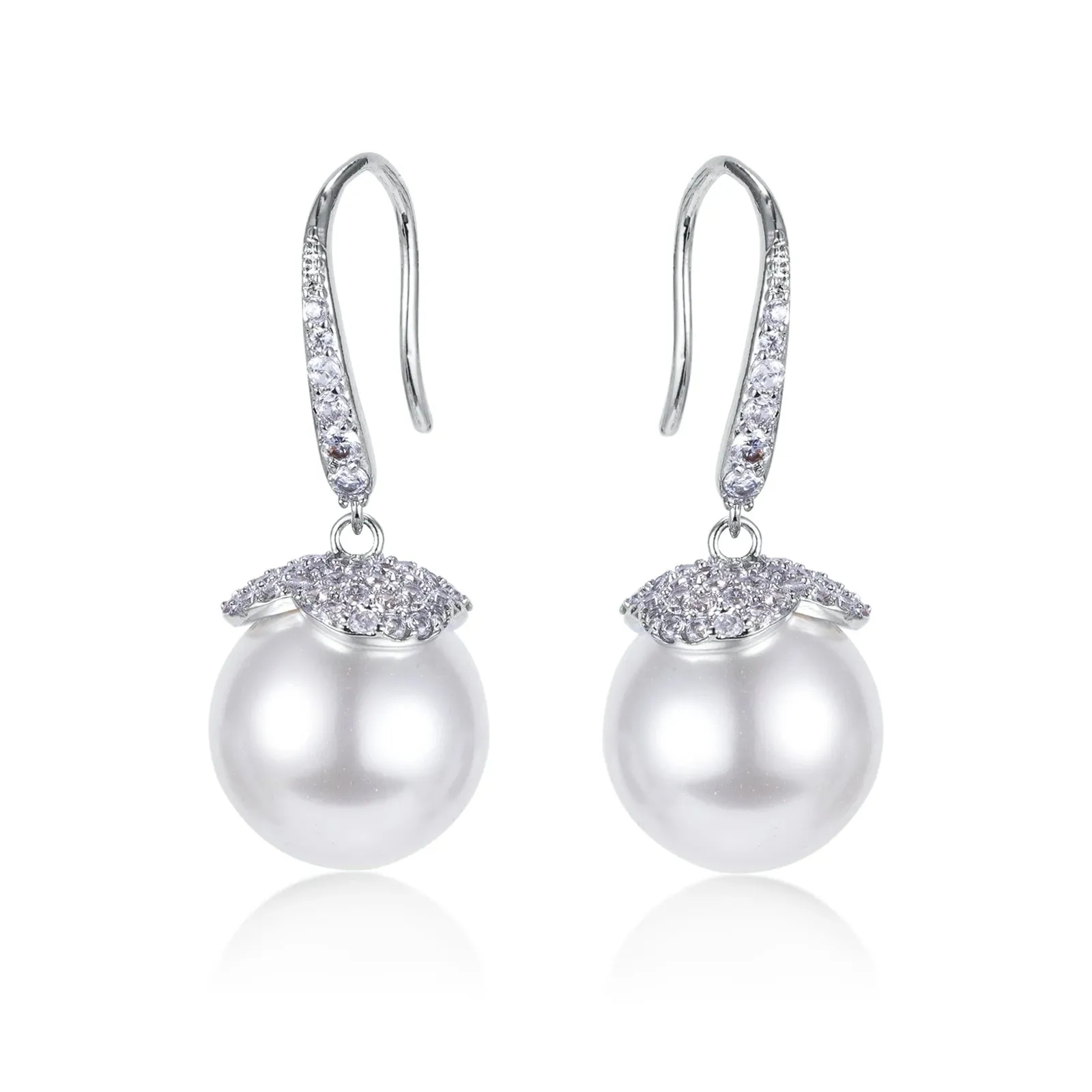 Tammy 11mm White Pearl Drop CZ Earings