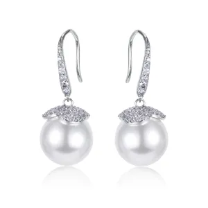Tammy 11mm White Pearl Drop CZ Earings