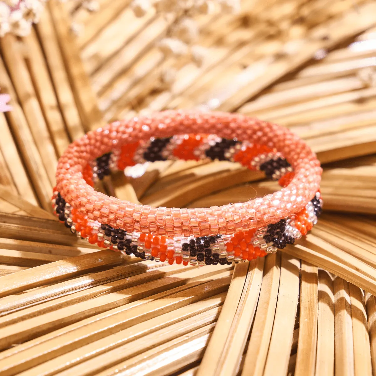 Tangerine Wave | Himalayan Glass Bead Bracelet