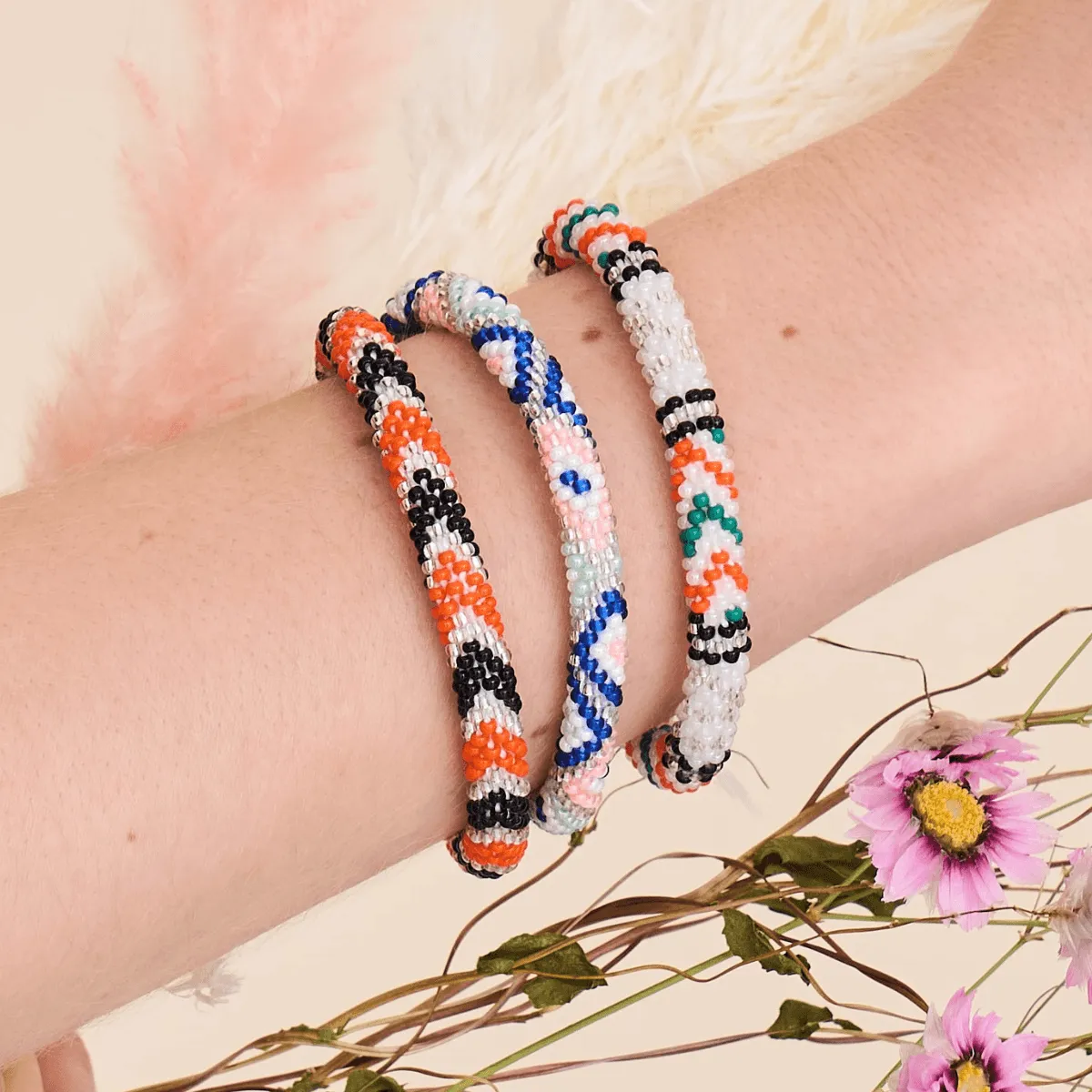 Tangerine Wave | Himalayan Glass Bead Bracelet