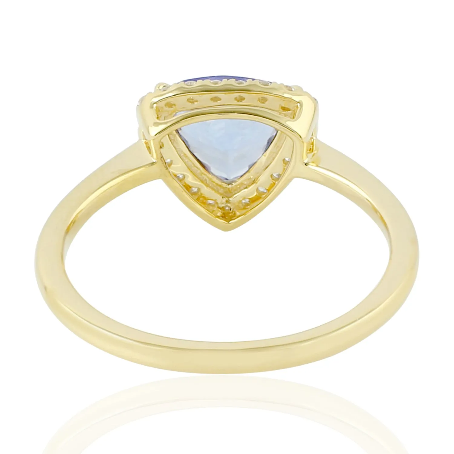 Tanzanite Pave Diamond Halo Birthday Gift In Yellow Gold Solitaire Ring For Her
