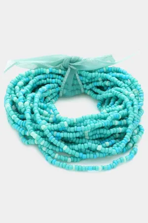 Teal-Color Seed Bead Bracelet