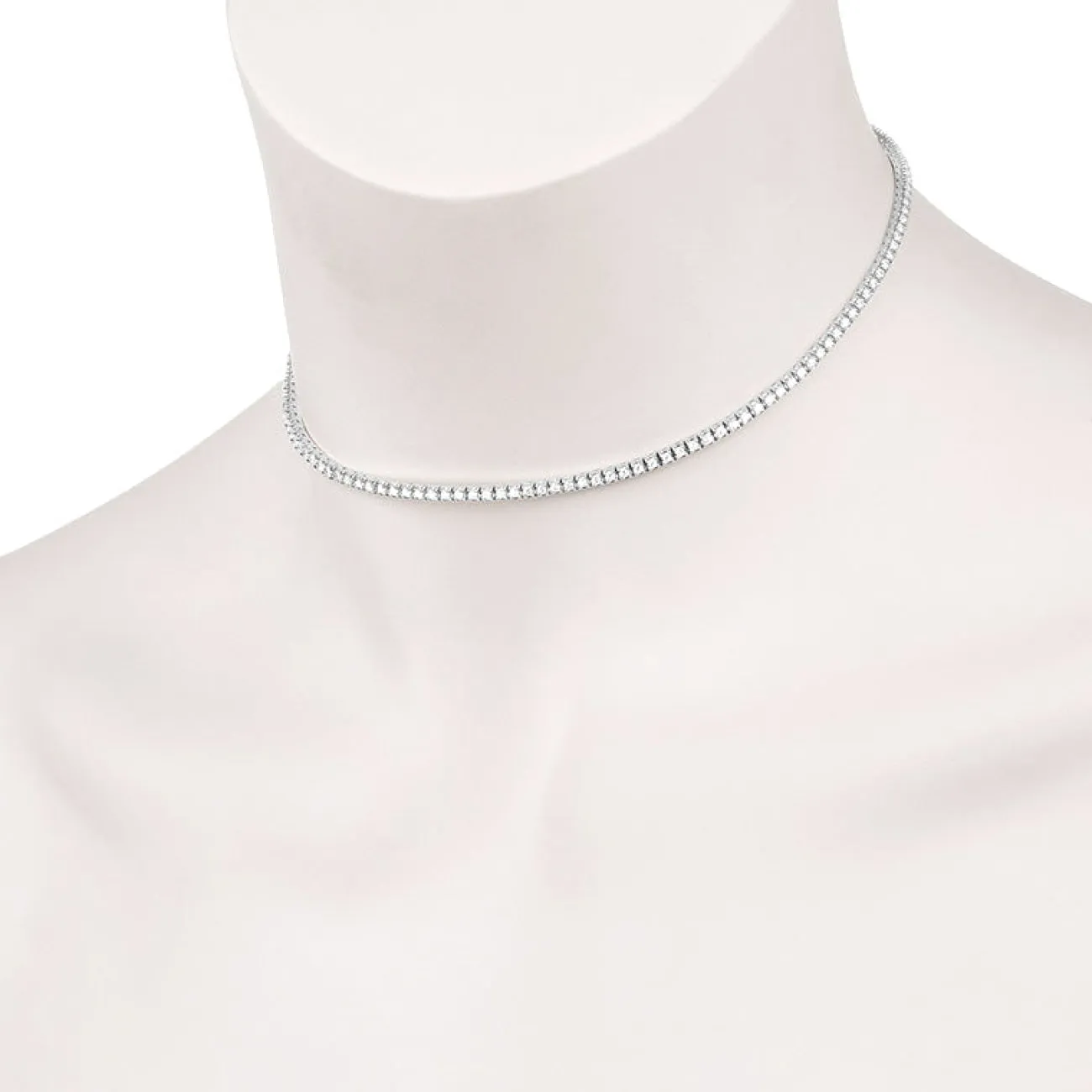 Tennis 14K White Gold 15.75 Inches Choker 2.45 ct Diamond Necklace