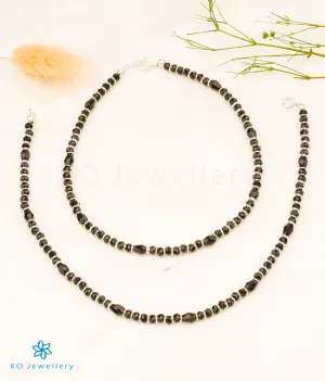 The Ayana Silver Black Bead Nazariya Anklets