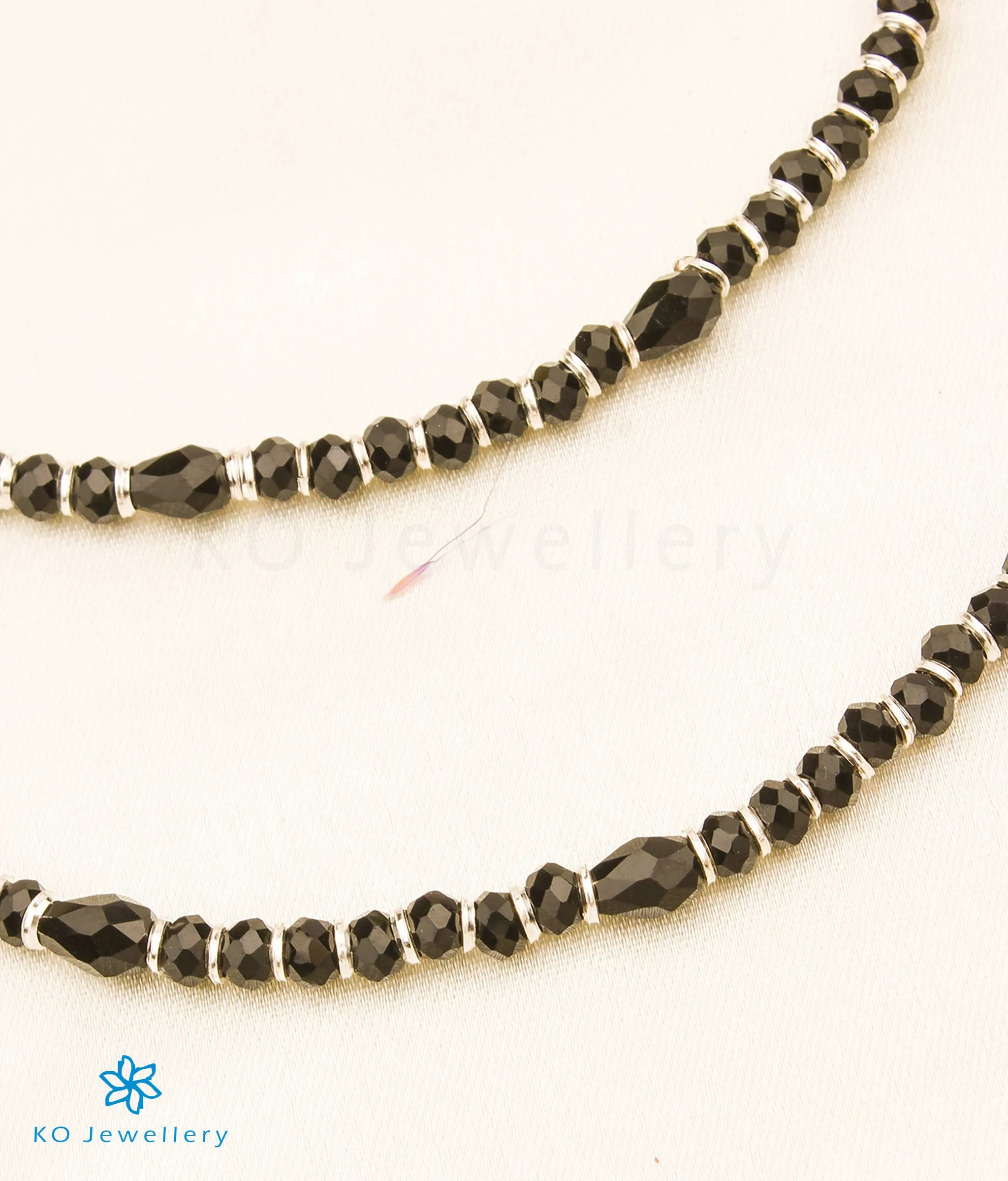 The Ayana Silver Black Bead Nazariya Anklets