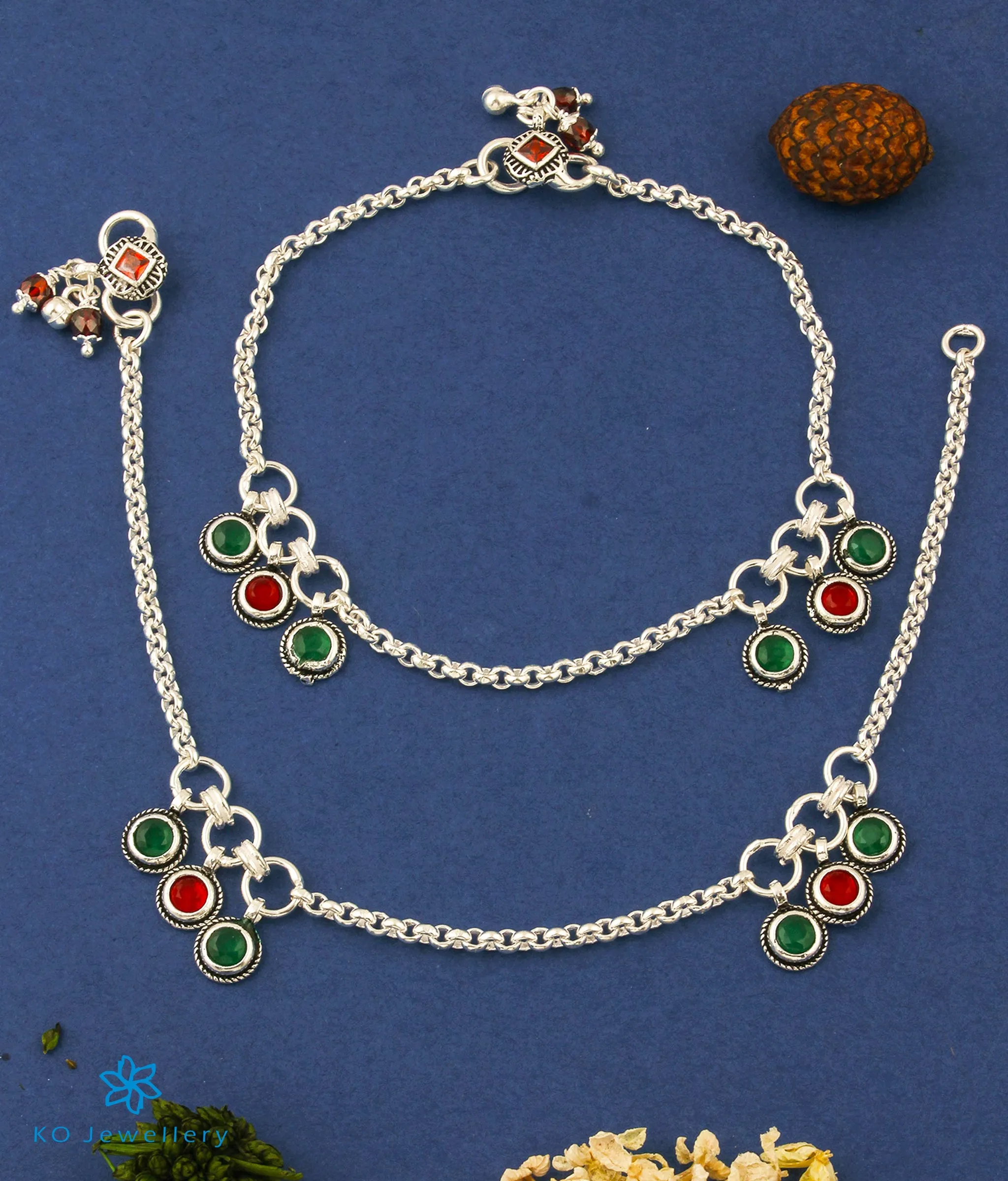 The Firoza Silver Anklets