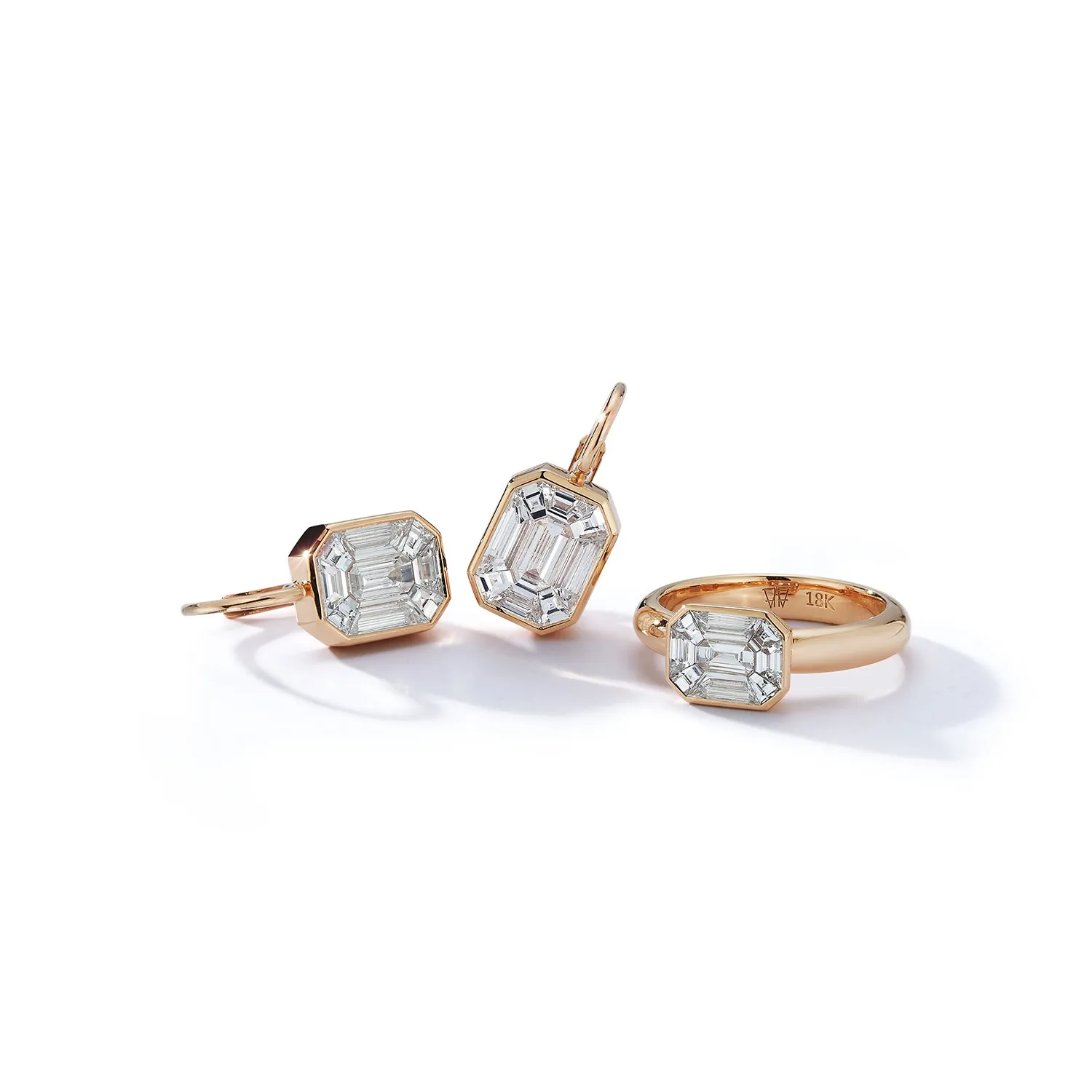 THOBY 18K GOLD AND DIAMOND ILLUSION SET EARRINGS