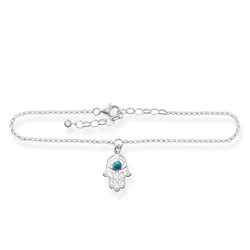 Thomas Sabo Hamsa Turquoise Anklet 22-27cm