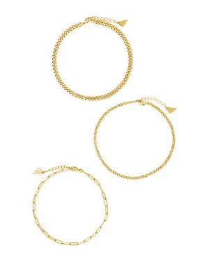 Three Row Chain Anklet Set