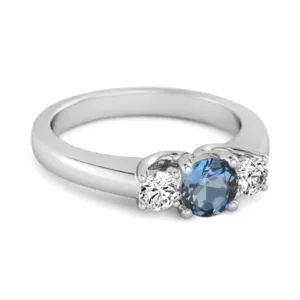 Three Stone 0.10 Ctw London Blue Topaz 925 Silver Engagement Ring