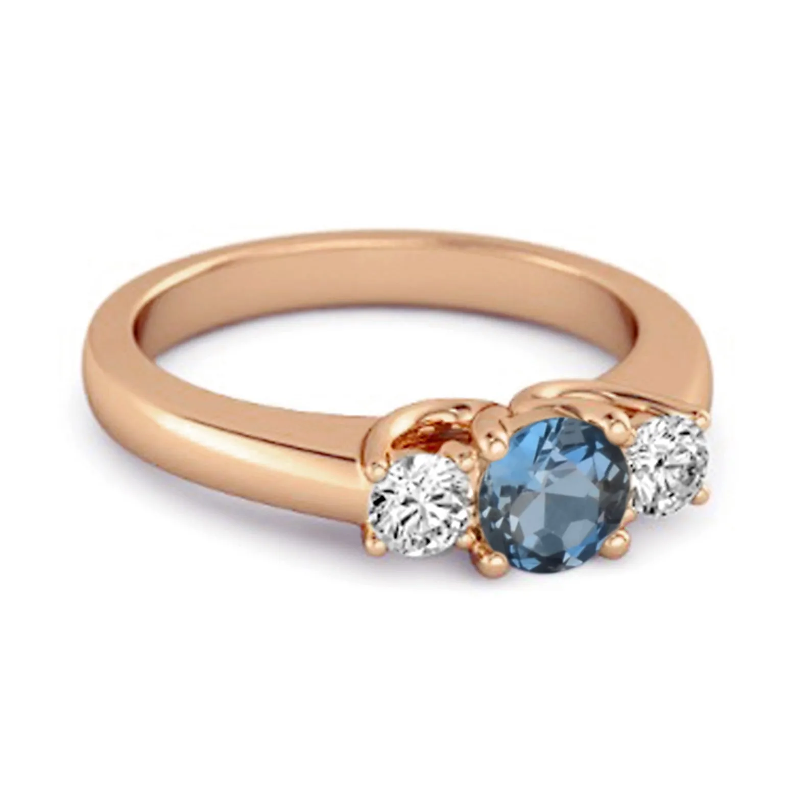Three Stone 0.10 Ctw London Blue Topaz 925 Silver Engagement Ring