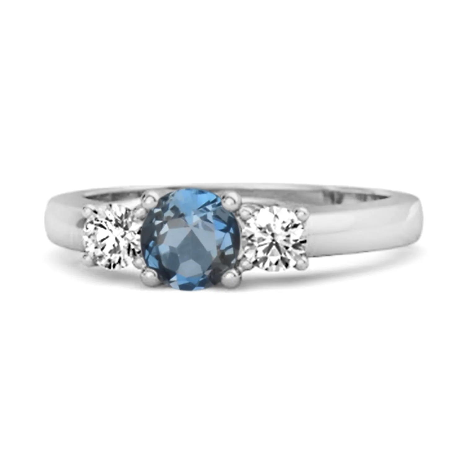 Three Stone 0.10 Ctw London Blue Topaz 925 Silver Engagement Ring