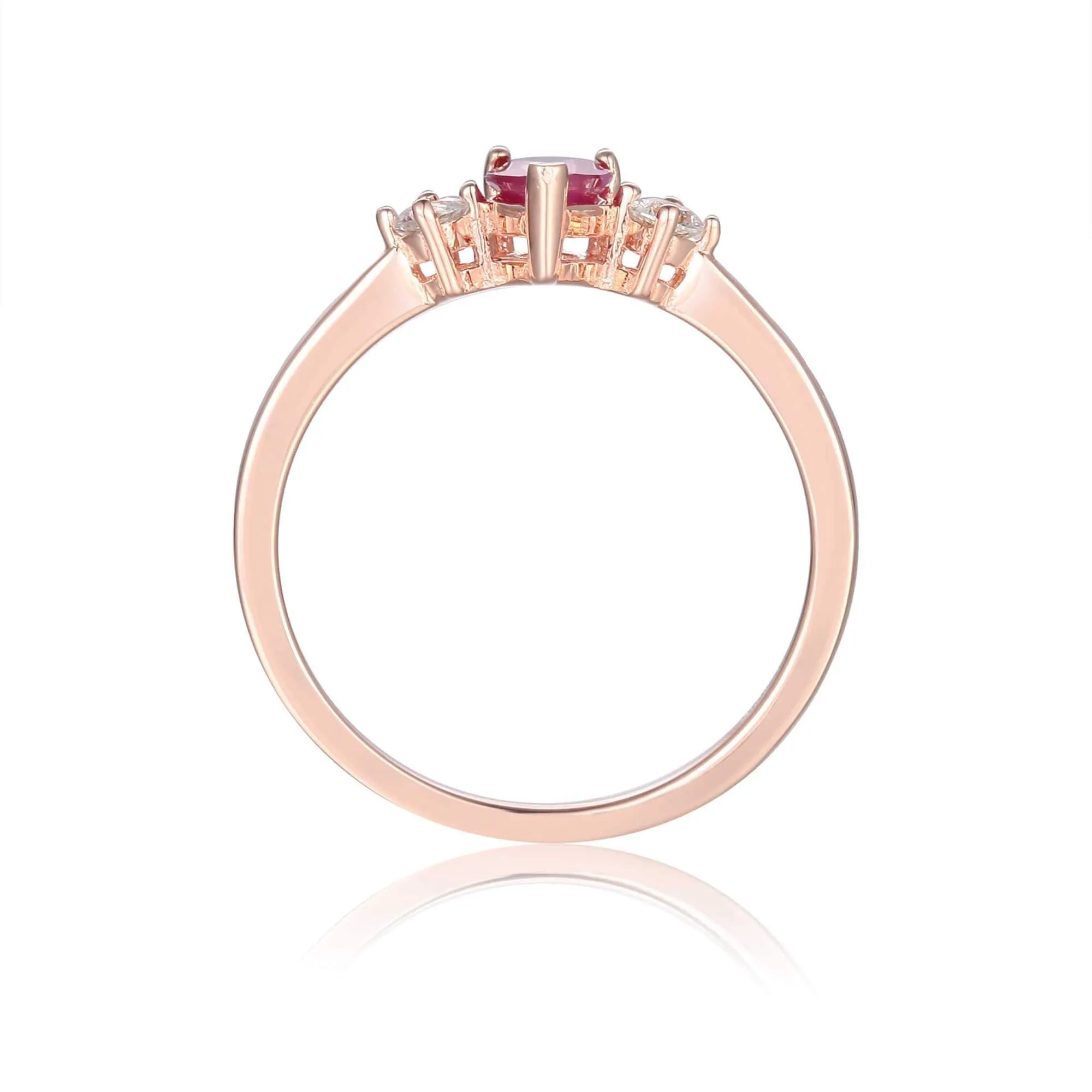 Three Stone Ruby Teardrop Ring