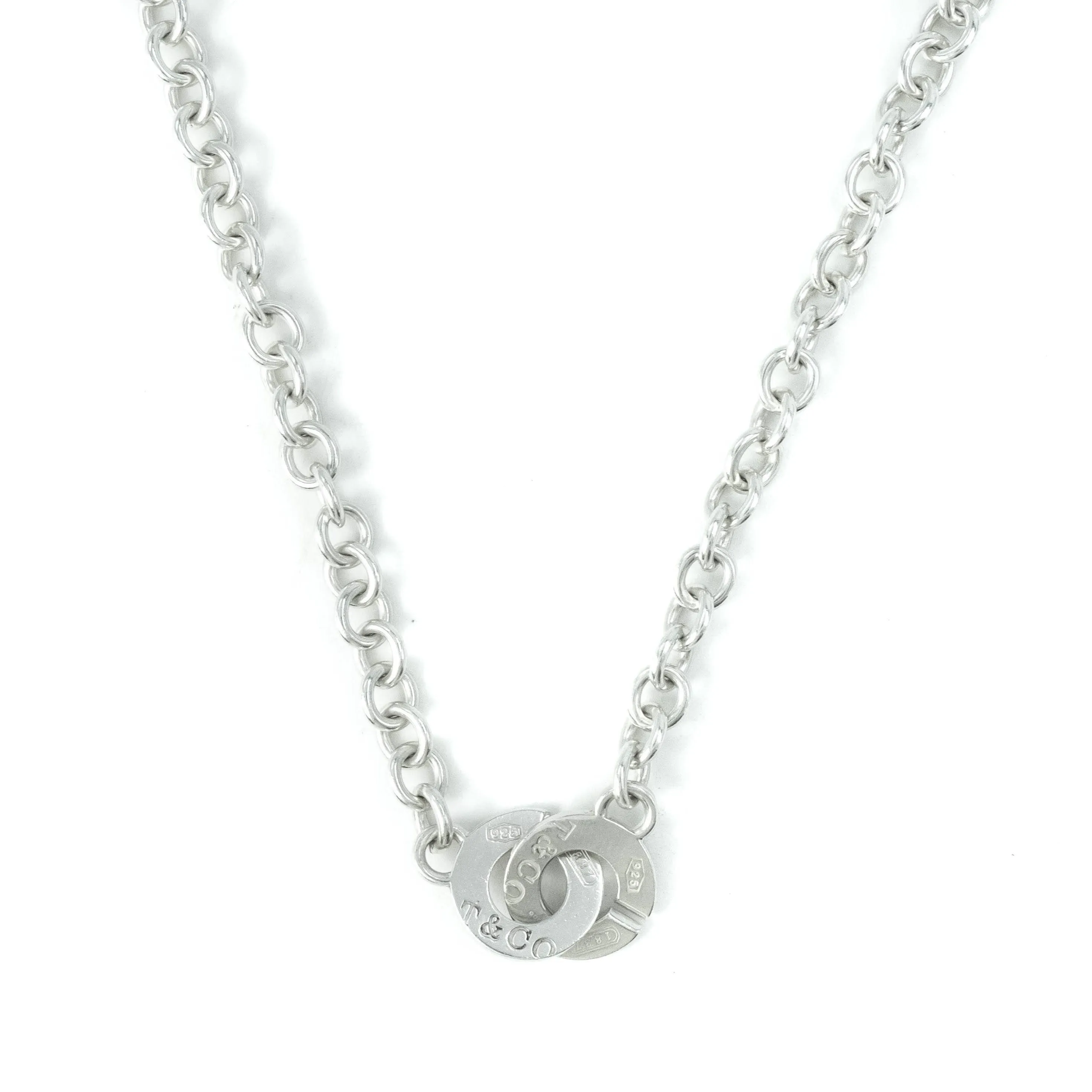 Tiffany & Co 1837 Interlocking Circles Sterling Silver Choker Necklace  - 16"