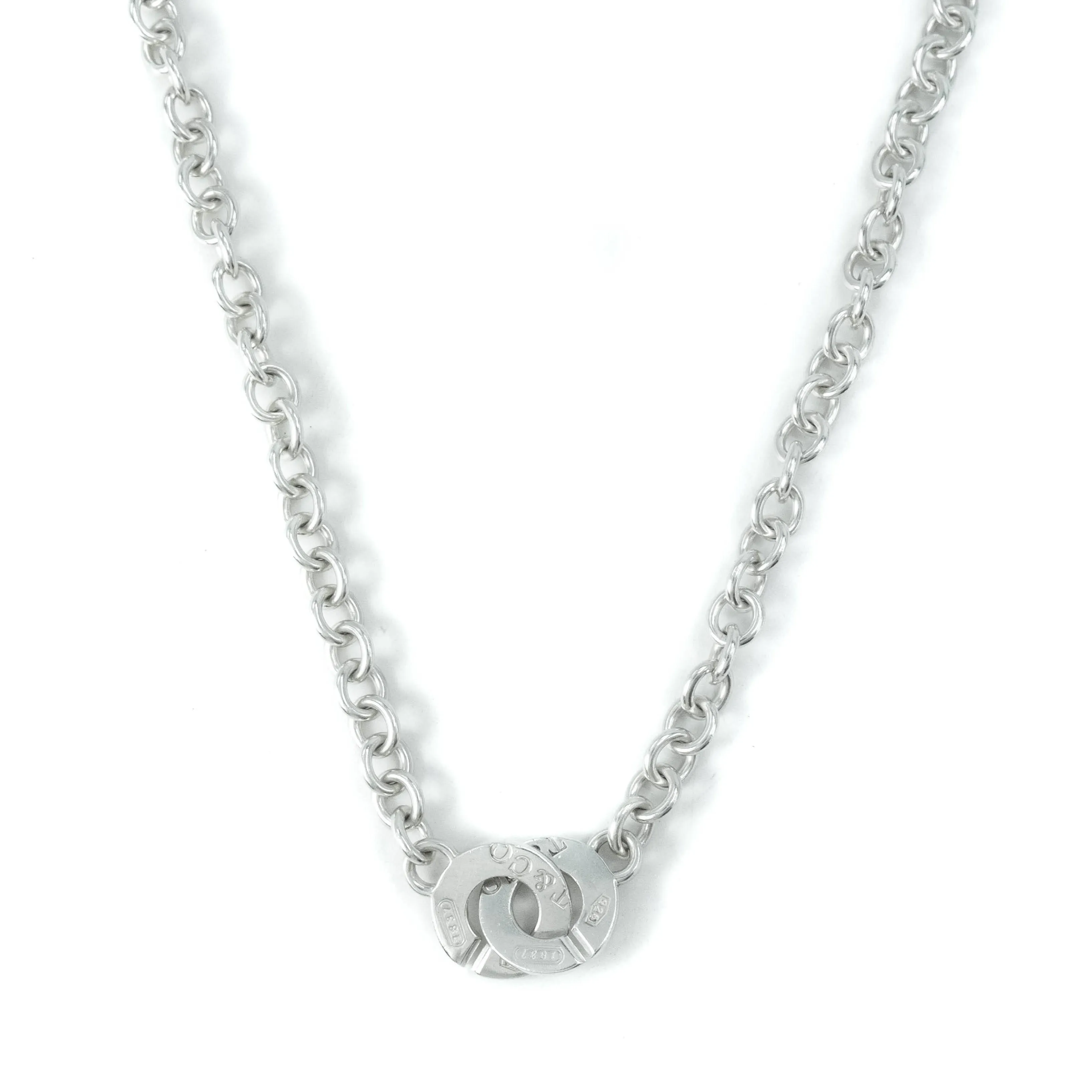 Tiffany & Co 1837 Interlocking Circles Sterling Silver Choker Necklace  - 16"