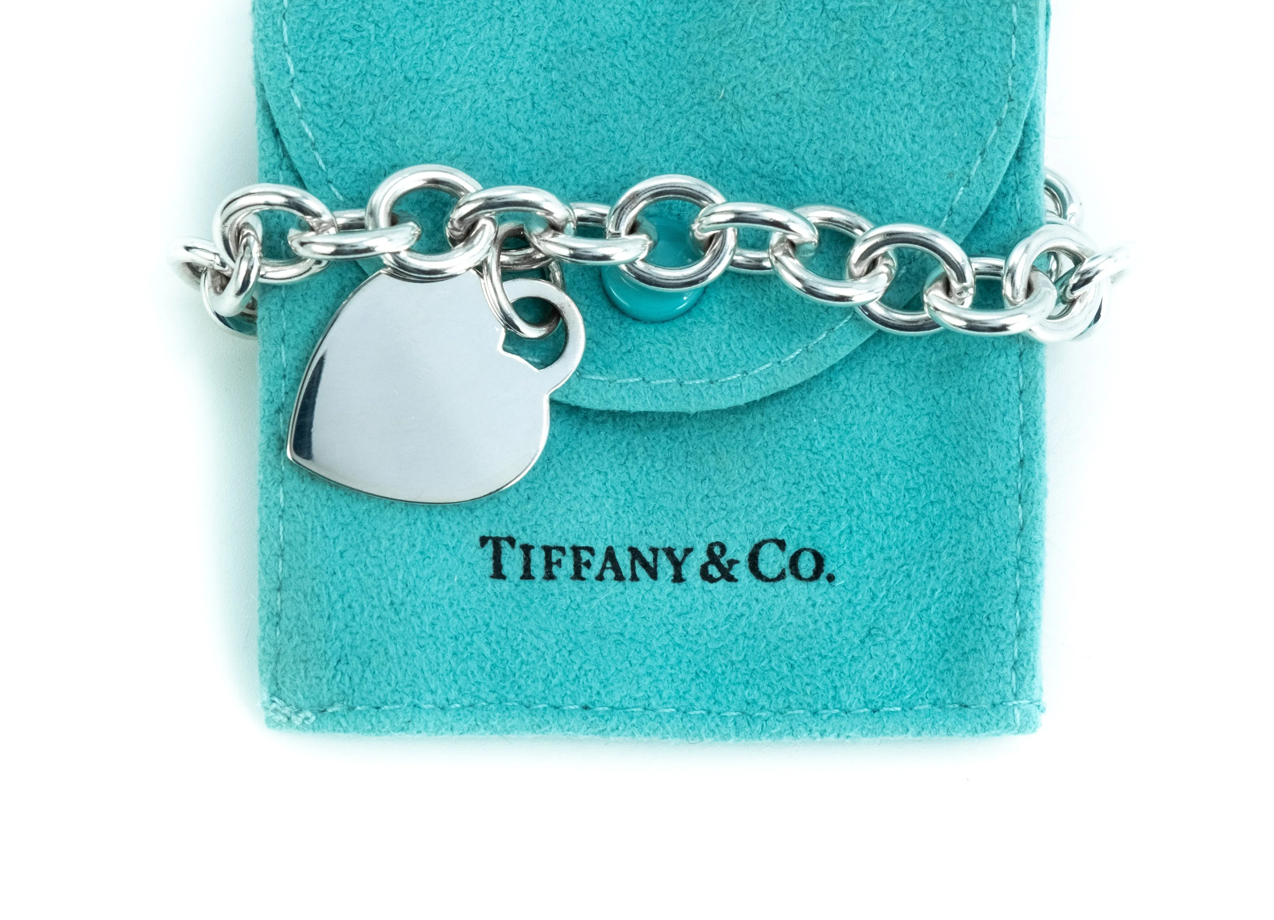 Tiffany & Co Plain Heart Tag Sterling Silver Pendant Choker Necklace - 16"