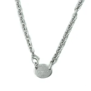 Tiffany & Co Return To Tiffany Sterling Silver Oval Tag Choker Necklace - 15.25"