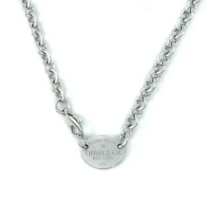 Tiffany & Co Return To Tiffany Sterling Silver Oval Tag Choker Necklace - 15.25"