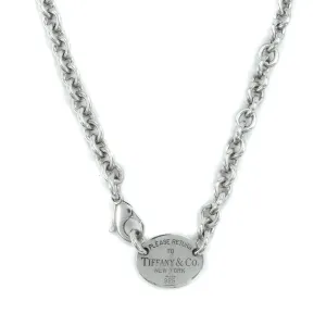 Tiffany & Co Return To Tiffany Sterling Silver Oval Tag Choker Necklace - 15"