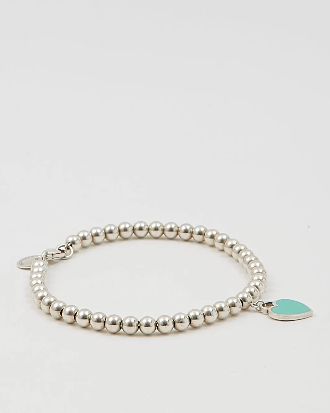 Tiffany Sterling Silver Beaded Heart Tag Bracelet